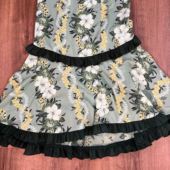 Vintage Hoku Hawaii Hibiscus Green Traditional Muumuu Dress Sz S - Picture 5 of 12